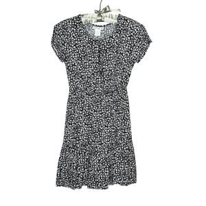 Passport Women Dress Small y2K Black White Floral  Cottage Core Knee Length